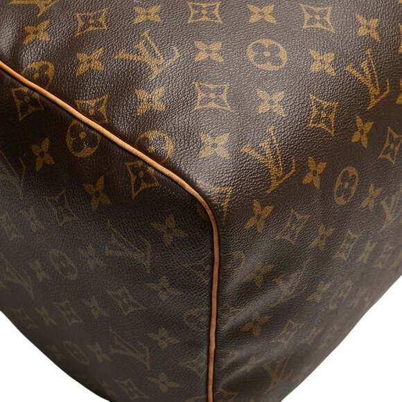 LOUIS VUITTON Brown Monogram Leather Keepall 55 Boston Bag